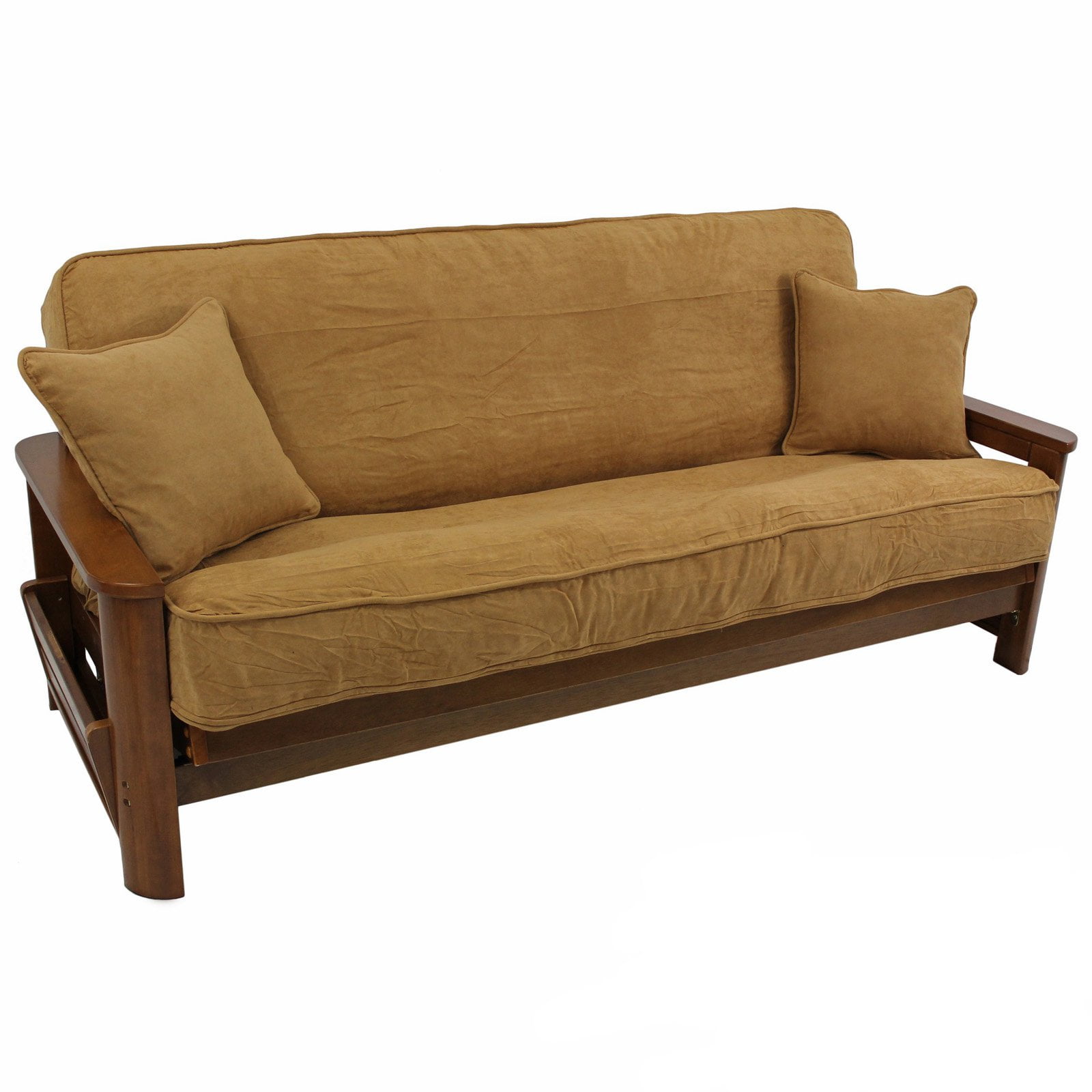 Blazing Needles Microsuede Full Futon Slipcover with Decorative Pillows ...