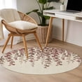 thumbnail image 4 of Round Area Rugs Collection 4 Ft, Brown Eucalyptus Leaves Non-Slip Residential Carpet, Spring Leaves Plants Country Beige Indoor Crawling Mats Runner Rugs for Living Room/Dining Room/Bedroom, 4 of 8