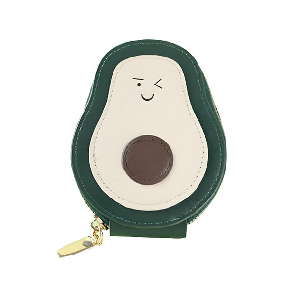 Xfvqtps Card Holder Coin Purses Zip up Multi Slot Storage Cute Avocado Style Leather Wallet Green