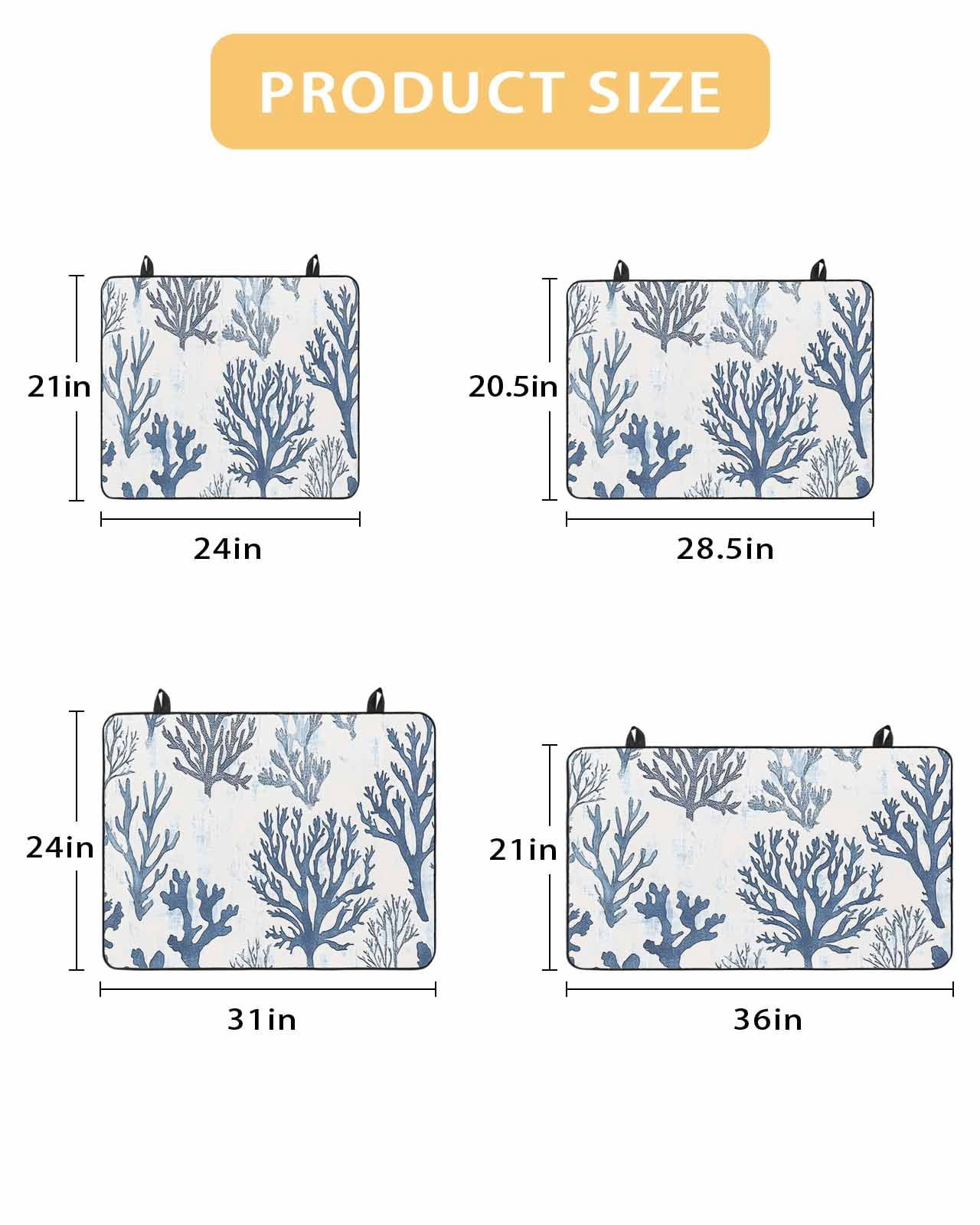 nqOlkjepod Large Induction Cooktop Protector Mat 24"x21", Blue Grey Coral Stove Top Covers for Electric Stove, Coastal Watercolor Ocean Decorative Stove Burner Cover Mats, Glass Top Stove Cover