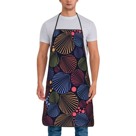 

Zeuib Colorful Shells Print Unisex Waterproof Aprons Cooking Aprons for Kitchen Gardening and Salon Water & Oil Resistant