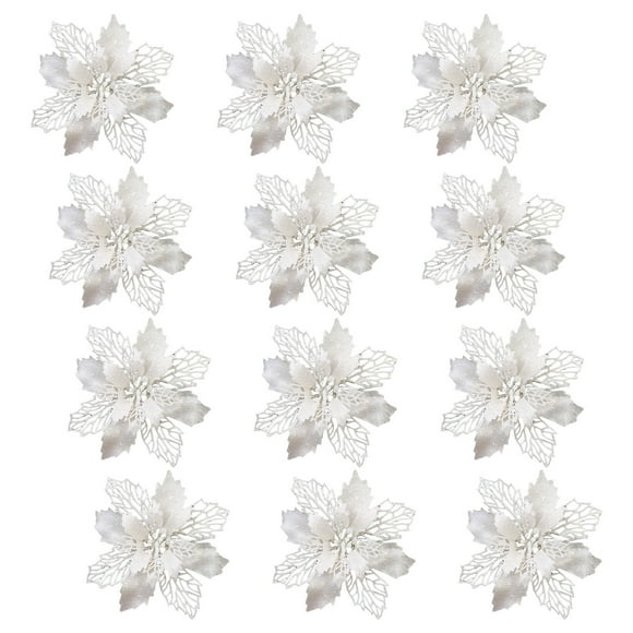 Christmas Clearance! Avtoify 12PC Christmas Decorations Christmas Tree Snow Decorative Flowers Holiday Gifts for Christmas Winter Home Party White