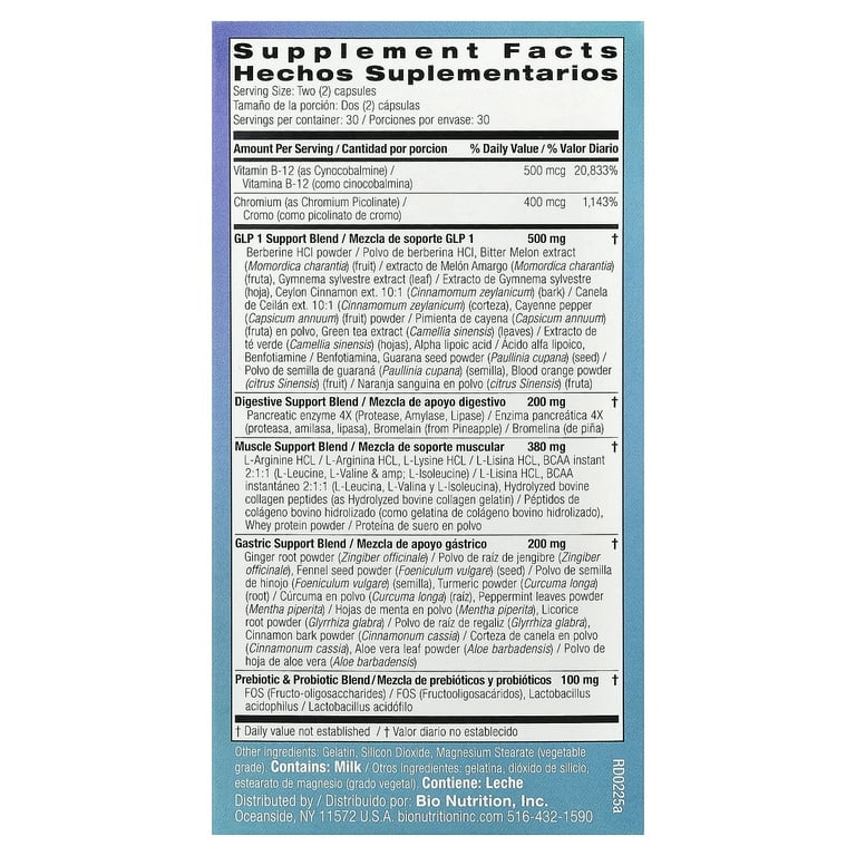 glp-1 supplement ingredients Bio Nutrition GLP-1 Support Wellness, 60 Capsules