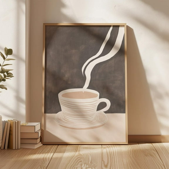 Minimalist Coffee Cup Print, Abstract Brown And Beige Wall Art, Modern Kitchen Decorwork For Coffee Lovers Wall Art, Modern Wall Decor, 8x12 UNFRAMED