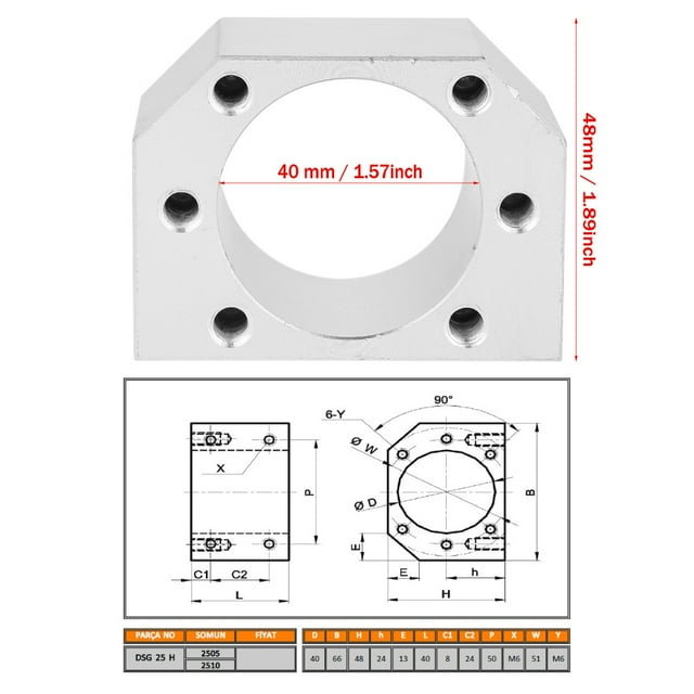 FLAMEEN Écrou de Vis à Billes Support de Logement, 1pcs Écrou de Vis à Billes Support, Instruments de Mesure pour SFU2505 / SFU2510 Boule Écrou Rectifieuses Tours