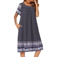thumbnail image 3 of Ekouaer Womens Nightgown Short Sleeve House Dress with Pockets-Floral Print Mumu Dress, 3 of 6