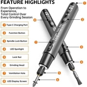 Mini Cordless Rotary Tool, 6-Speed Rotary Tool Kit with 50 Accessories, Multi-Purpose and USB Charging Power Rotary Tool for Engraving, Sanding, Polishing, Drilling, Etching, DIY Crafts,Black