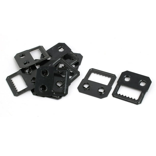 Uxcell 28 x 27mm Soporte de Metal para Marco de Foto con Fijación Automática de Dos Agujeros Negro 10Pcs