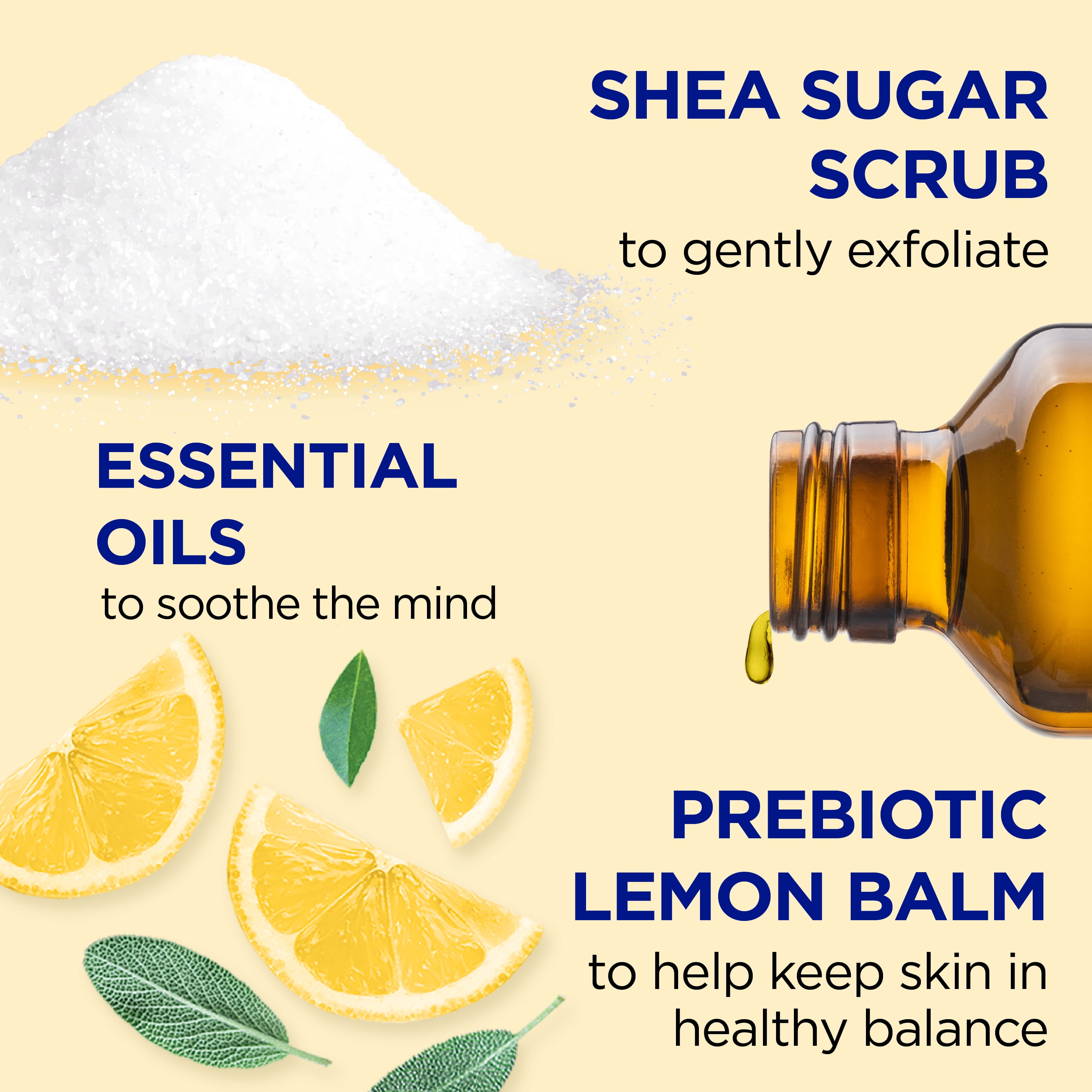 Dr Teal's Shea Sugar Body Scrub With Prebiotic Lemon Balm and Essential Oils - 19 oz