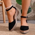 thumbnail image 2 of Rokment Espadrilles Wedge Sandals for Women Ladies 2026 Fashion Casual Suede Pointed Closed Toe Platform Ankle Strap Summer Fall Dressy Shoes Black Size 6, 2 of 7