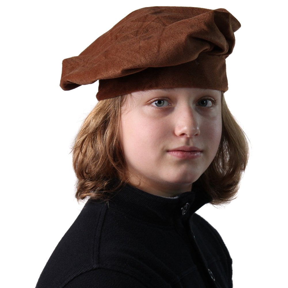 9954 Renaissance Hat Men, Medieval French Beret Peasant Cosplay Costume Cap KUOIN Renaissance Hat, Men Medieval French Beret Peasant  main image 3