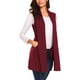 thumbnail image 4 of Guardung - Cárdigan ligero, holgado, sin mangas, chaleco largo abierto con bolsillos laterales, chaqueta de verano, abrigo, prendas de abrigo, color vino tinto XXL, 4 of 5