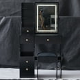 thumbnail image 6 of New 29.2" Small Size Left Drawer Desktop Vanity Table + Cushioned Stool, Large Sliding, Touch Control, Tri-color Switching, Brightness Adjust LED Mirror, High Capacity Storage,for Small Space, 6 of 11