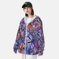 thumbnail image 4 of Pofeuu Watercolor Butterflies Print Sun Protection Outdoor Lightweight Full Zip UV Cooling Hoodie Long Sleeve Summer Clothing for Outdoor Hiking-X-Large, 4 of 5