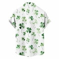 thumbnail image 4 of PNTUTB St. Patrick's Day Men's Fashion Print Collar Button Down Cardigan Short Sleeve Casual Loose Blouse, 4 of 6