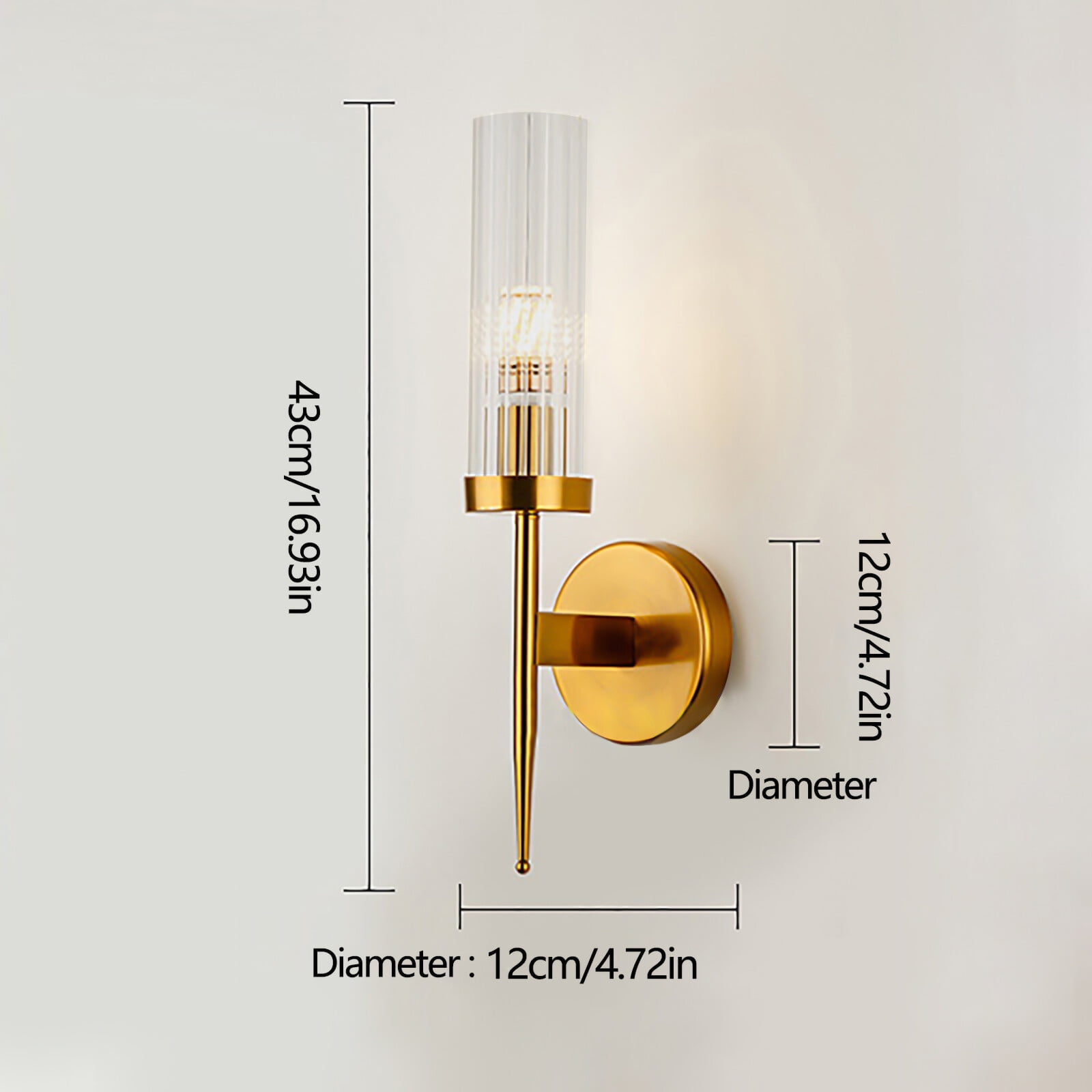 Gold Wall Sconce Bathroom Sconce Wall Lighting Modern Vanity Light Fixture with Glass Shade for Bedroom Living Room Hallway