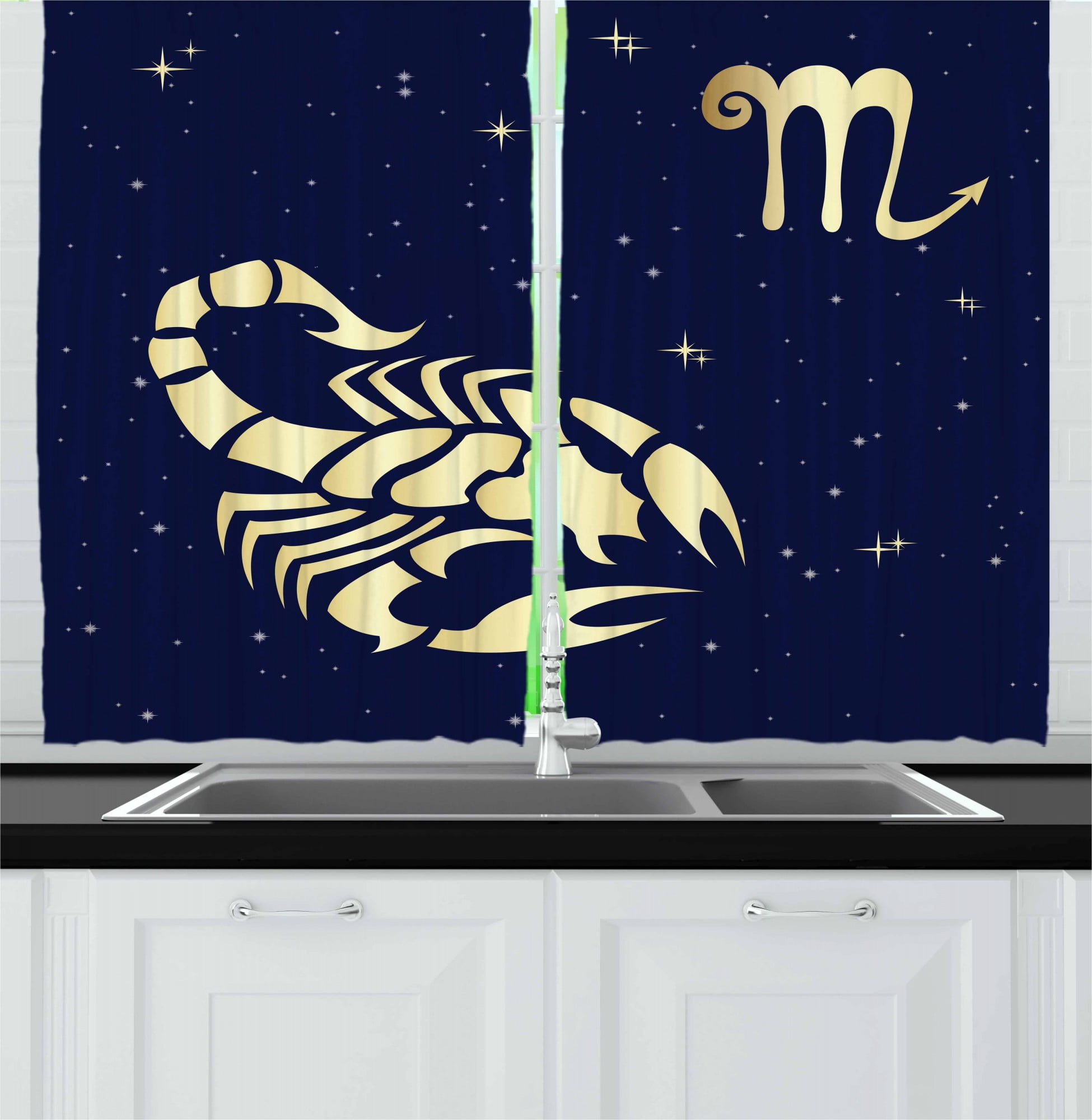 Zodiac Scorpio Kitchen Curtains, Esoteric Future Prediction Theme Night