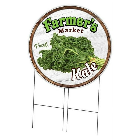 SignMission C-36-CIR-DS-WS- Kale 36 in. Double Sided Corrugated Circular Plastic Sign - Farmers Market Kale