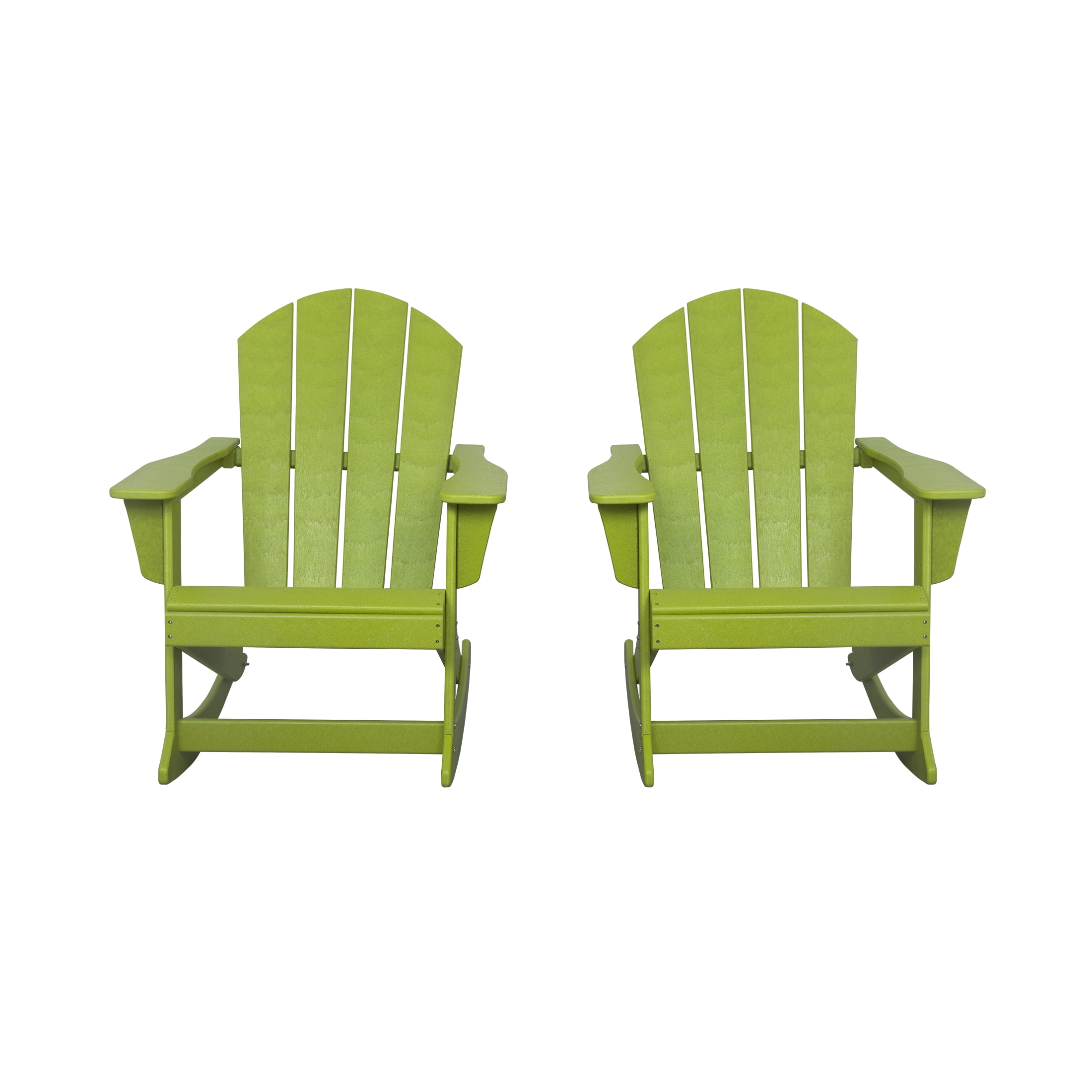 GARDEN Set of 2 - Plastic Outdoor Rocking Chairs for Patio Porch, Lime