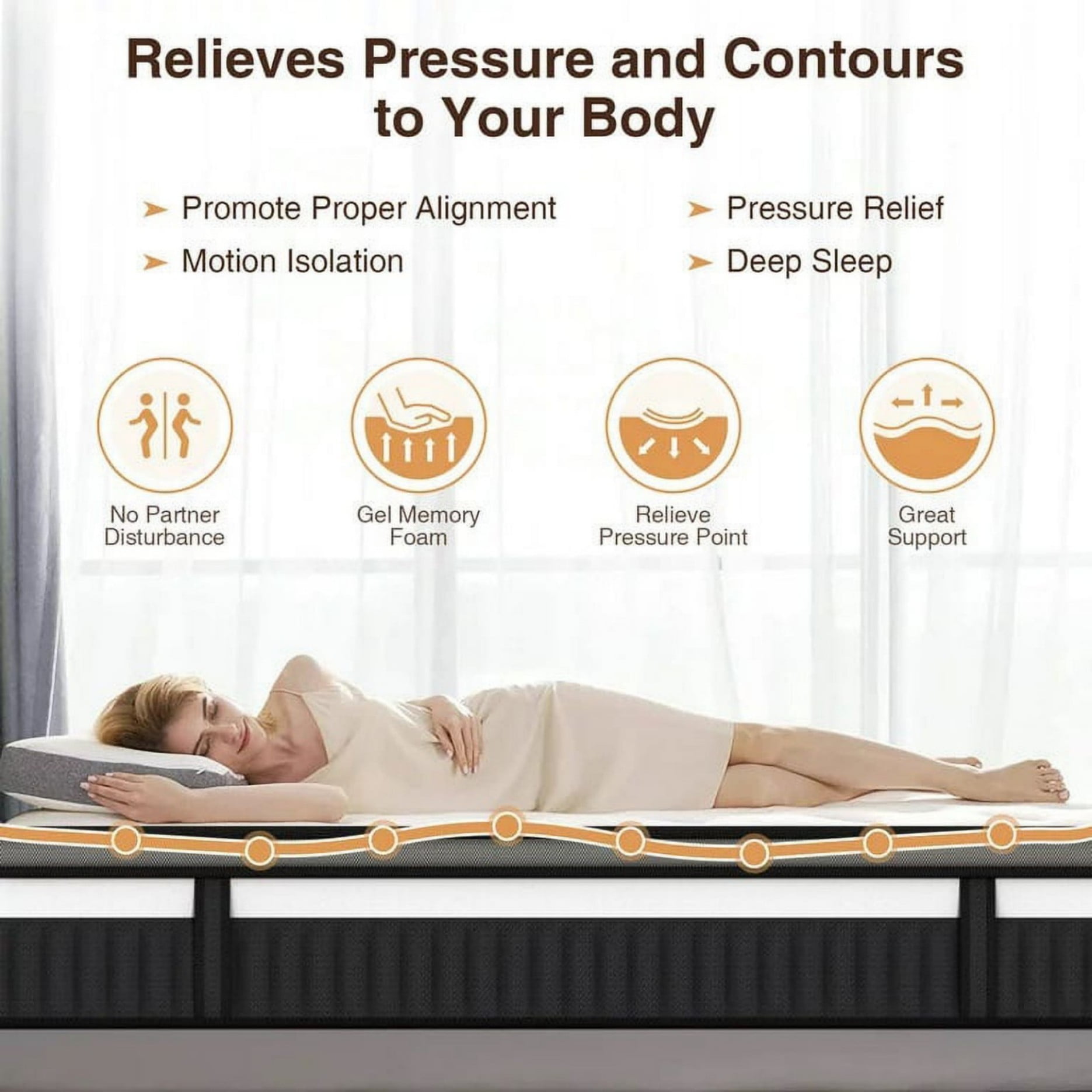 Qvamodo 14" Queen Size Mattress, Medium Firm Memory Foam Spring Hybrid Mattress In A Box,Motion Isolation,Cool,Pressure Relief,Easy Shipping Compressed Mattress, CertiPUR-US Certified