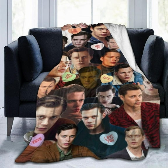 Bill Skarsgard Blanket Anti-pilling Throw Blanket Plush Blanket Lightweight & Ultra-soft, Warm & Comfy Flannel Fleece Blanket for Couch, Bed, Sofa, 60x80