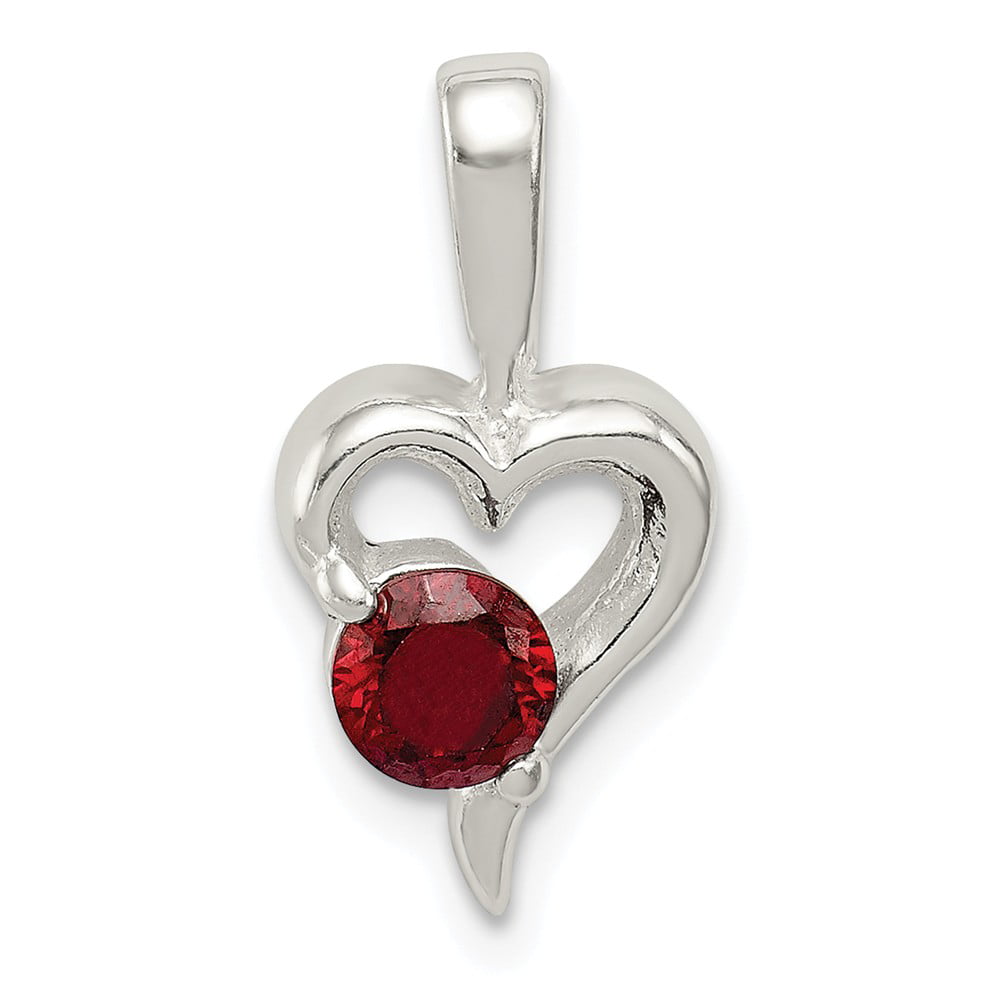 Red Garnet CZ Heart Pendant 925 Sterling Silver January Birthstone Necklace 