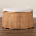 thumbnail image 3 of bali & pari Palm Scallop Natural Rattan Ottoman with Cushion, 3 of 6
