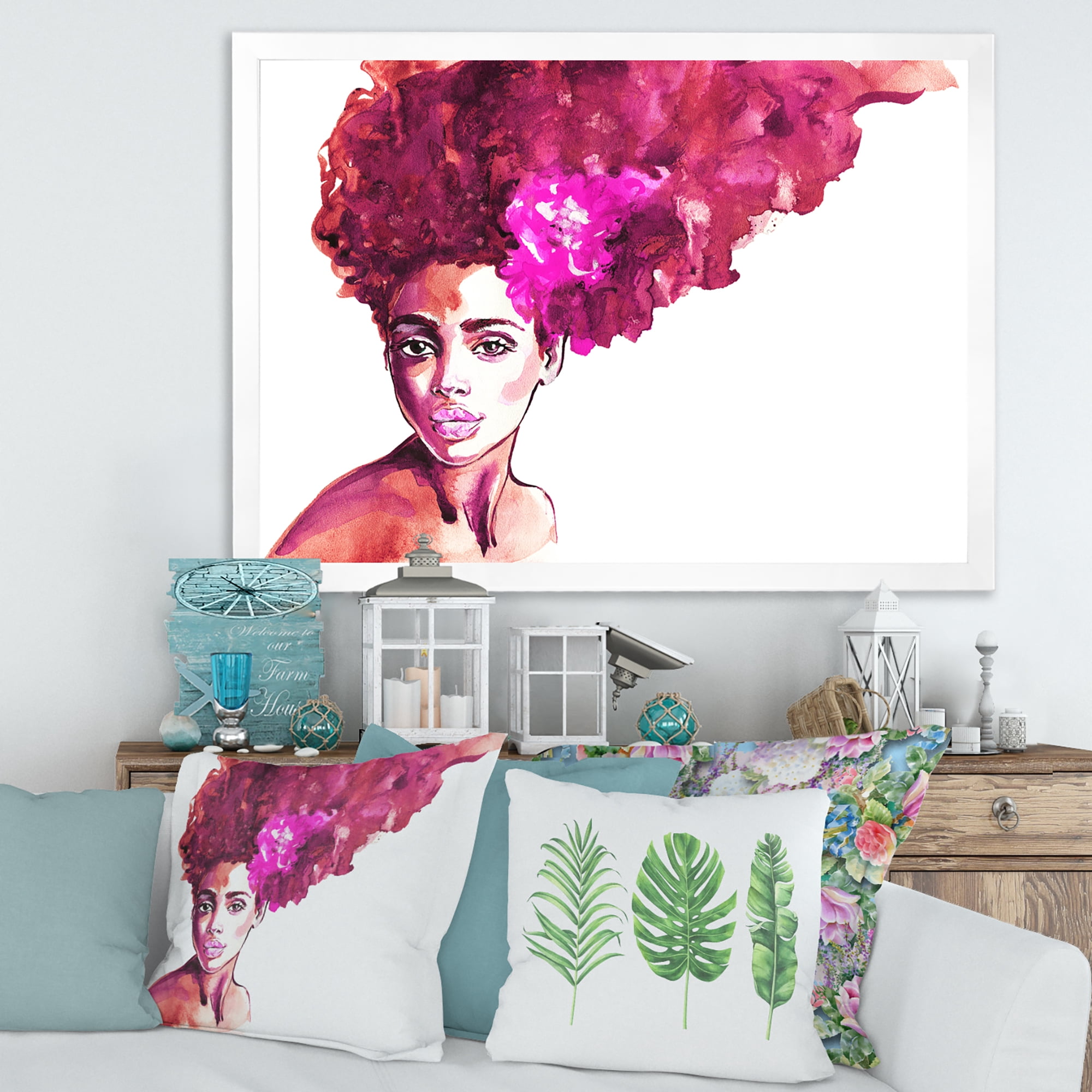 Designart 'Portrait of Afro American Woman VI' Modern Framed Art Print