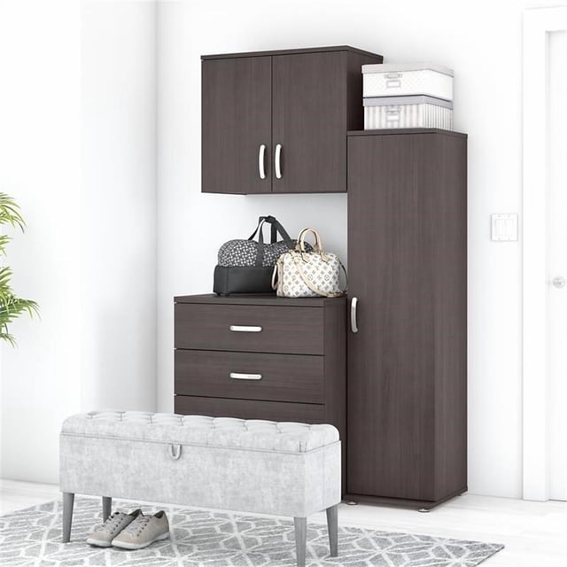 Pemberly Row Ensemble de Rangement Modulaire pour Garde-Robe de 3 Pcs avec Armoires en Gris Orage