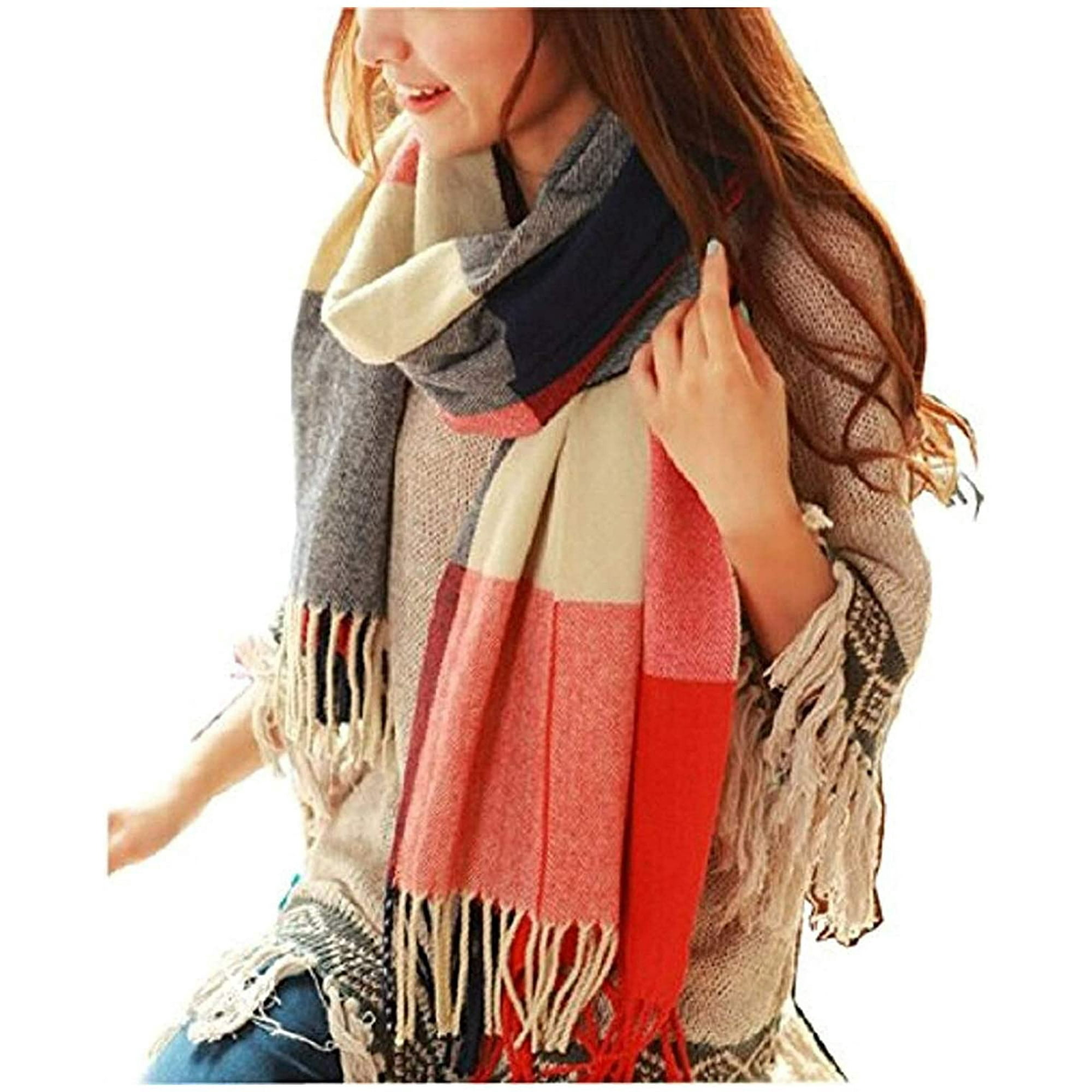 Women's Long Plaid Blanket Chunky Oversized Winter Fall Warm - Main Image