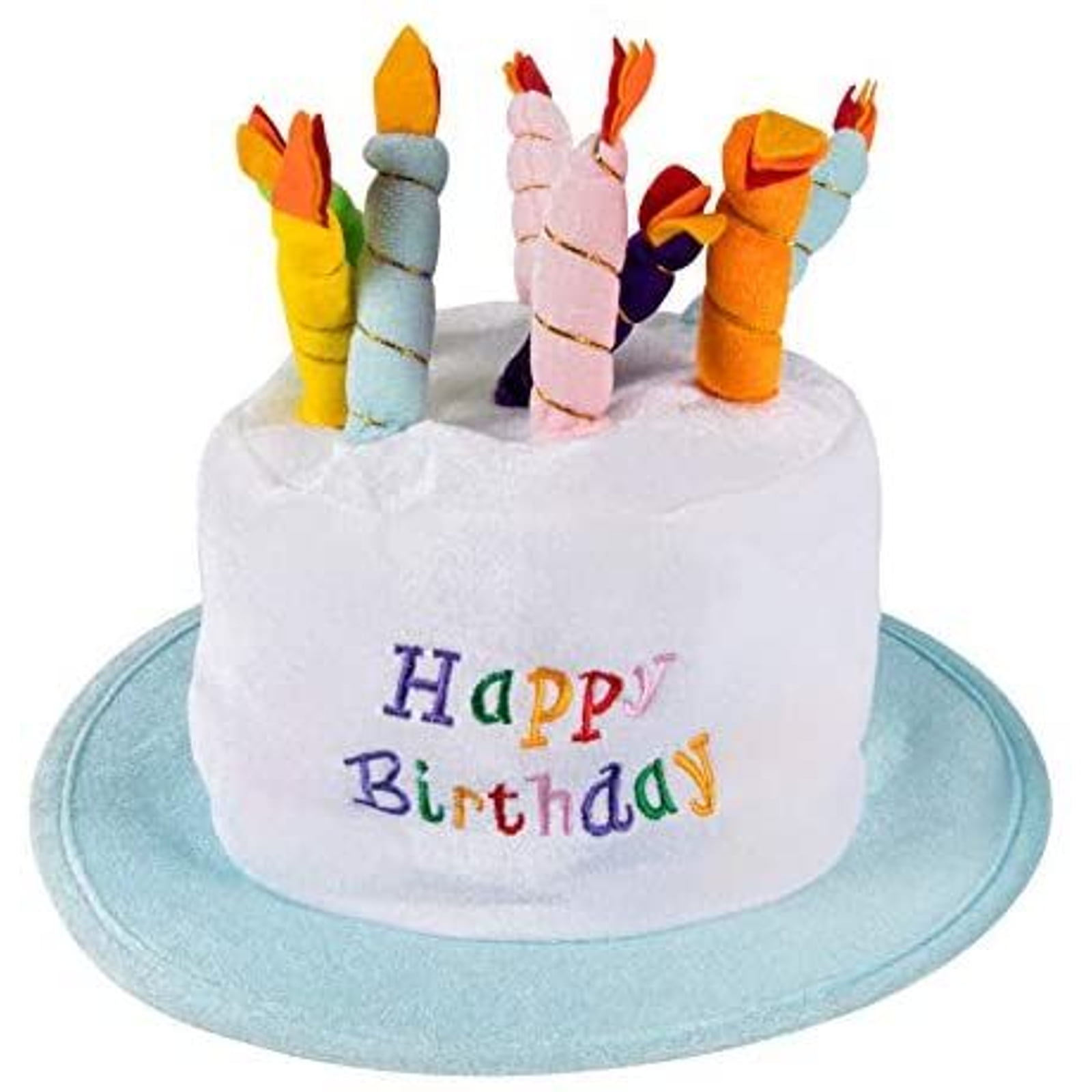 Happy Birthday Cake With Candles Novelty Party Food Fancy Dress Hat Accessory 