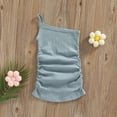 thumbnail image 2 of Mercatoo Toddler Baby Girls Solid Color One Shoulder Ca𝐦i Dress Sleeveless Rib-Knit Bodycon Slim Fit Dress Summer Clothes, 2 of 5