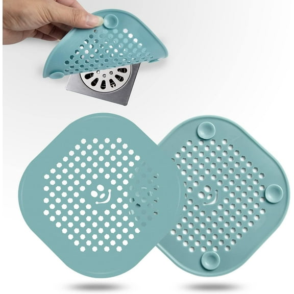 Drain Cover Hair Catcher Drain Plug Hair Stopper Drain Protector for Shower Bathroom Accessories Bathtub Deep Light Blue 2 Pack