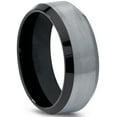 thumbnail image 2 of Charming Jewelers Tungsten Wedding Band Ring 8mm for Men Women Comfort Fit Black Beveled Edge Brushed Polished Lifetime Guarantee Size 9, 2 of 5