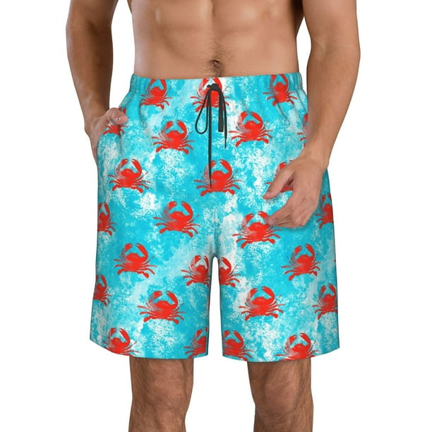 Balery Crab Swims In The Ocean Traje de Baño Estilo Hawaiano para Hombre, Shorts de Secado Rápido con Bolsillos-3X-Large