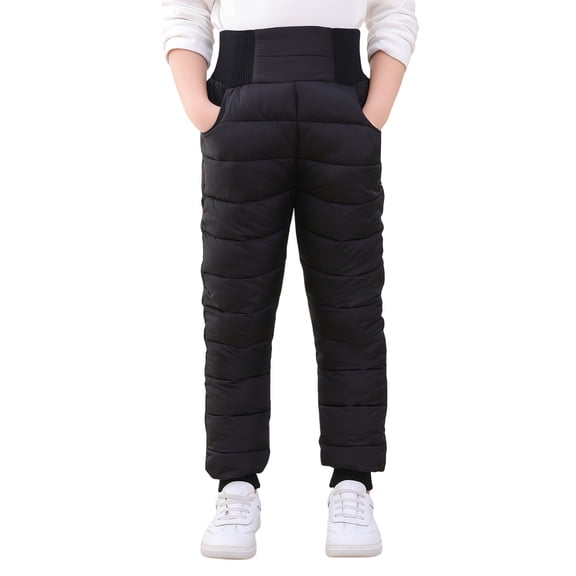 Otqutp Girls Boys Snow Pants Toddler Kids Thick Winter Warm Pants Quilted Puffer Down Clothes Snowpants Elastic Waist Trouser