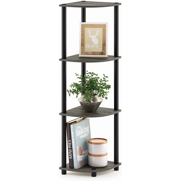 5 Tier Corner Display Rack Multipurpose Shelving Unit, Dark Cherry/Black