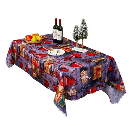 

Christmas Table Cloth | Rectangular Merry Christmas Tablecloth | Reusable Christmas Table Cover for Party Kitchen Dining Room Outdoor Indoor (59 x 70 inch)