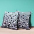 thumbnail image 3 of Glory of Flowers Peacock Throw Pillow with Removable Cover in Purple Blue Gray 20x20, 3 of 5