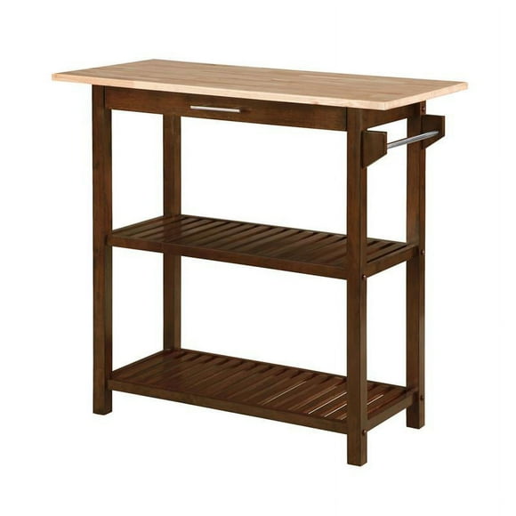 Pemberly Row Three-Tier Butcher Block Kitchen Island w/Drawer in Espresso Wood