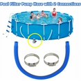 thumbnail image 2 of Manguera de 2 terminales para limpiador de fondo de piscina, manguera de piscina azul de 32 mm con abrazaderas, compatible con bomba de filtro In-tex 607 637 de Poweka (3 juegos), 2 of 4