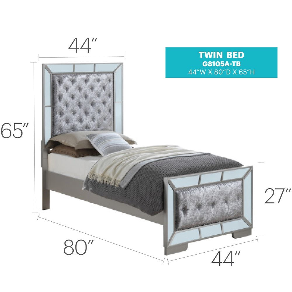 Glory Furniture Hollywood Hills Twin Bed in Champagne Color