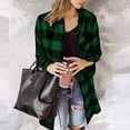 thumbnail image 2 of Womens Plaid Shackets Button Up Classic Checkered Shirt Jacket Lapel Neck Fall Casual Long Sleeve Outwear Blouses (M, Green), 2 of 7