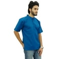 thumbnail image 3 of Atasi Men's Mandarin Collar Cotton Short Kurta Casual Ethnic Shirt-Small, 3 of 7