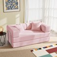 thumbnail image 1 of YINIX 62.9"  Sofa Couch with Two Pillows,  Comfy Modular Convertable Sofa Bed for Living Room and Small Spaces, Pink, 1 of 10