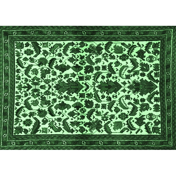 Ahgly Company Indoor Rectangle Persian Emerald Green Traditional Area Rugs, 7' x 10'