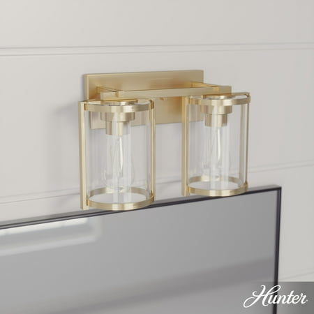 

Hunter Astwood Alturas Gold with Clear Glass 2 Light Vanity Wall Light Fixture