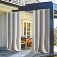 thumbnail image 5 of FLASHLUMI 2 Panels 52" x 96" Outdoor Waterproof Curtains, Grommet Blackout Privacy Drapes for Patio, Porch, Gazebo, Light Gray, 5 of 8