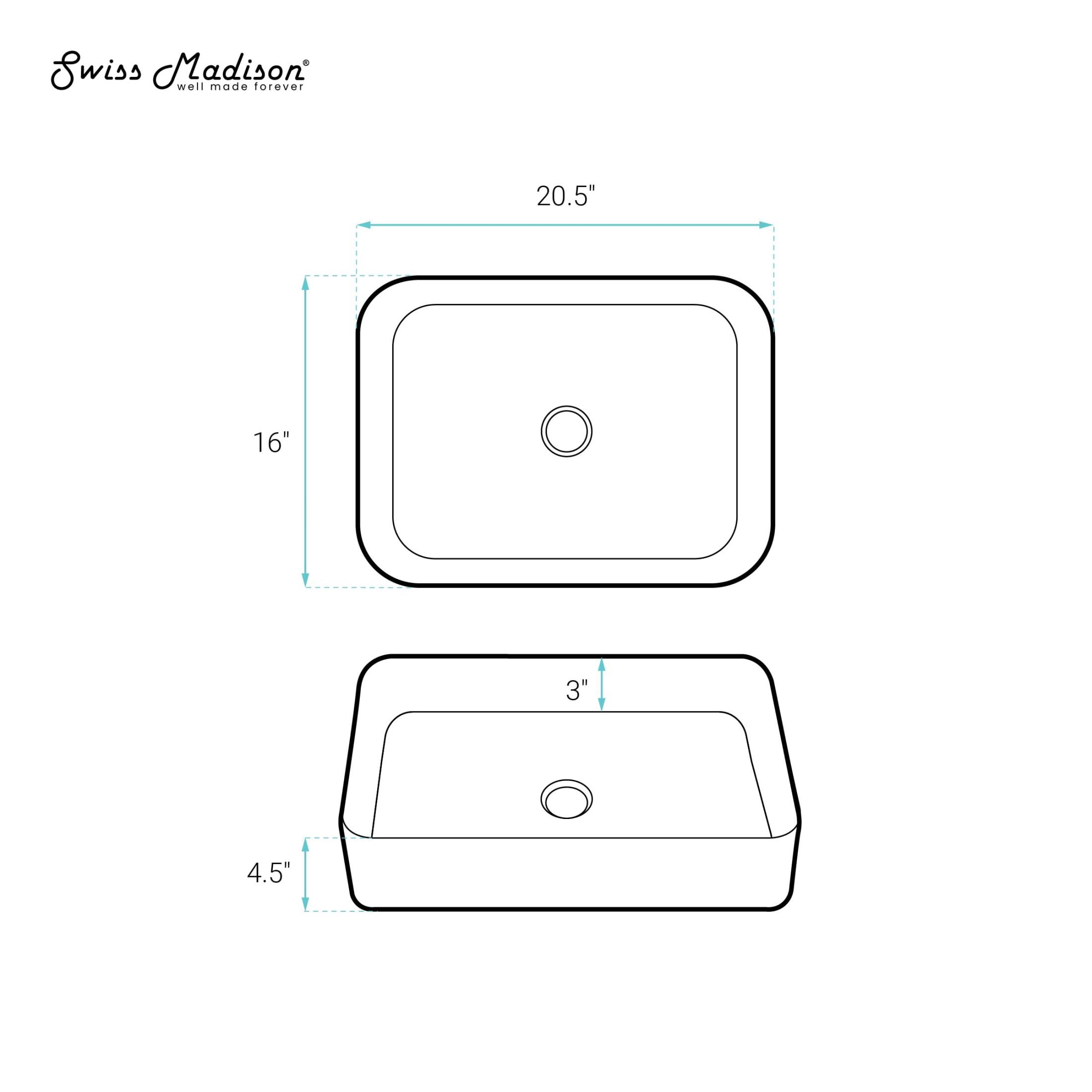 Concorde Rectangle Ceramic Vessel Sink, Matte Black