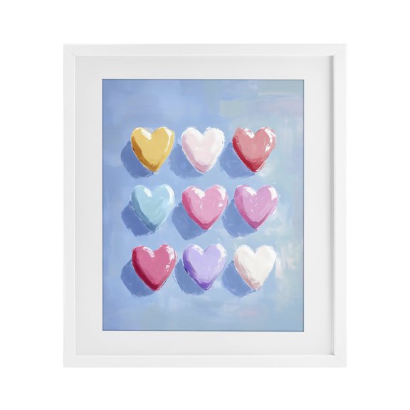 Stupell Industries Contemporary Pastel Heart Grid White Framed Print Under Glass, 17 x 21, by The Prints Vibe